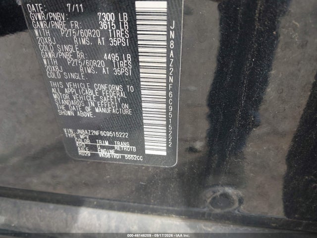 Продаж на аукціоні авто 2012 Infiniti Qx56, vin: JN8AZ2NF6C9515222, номер лоту: 46146209