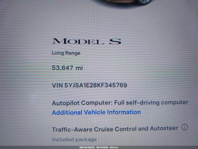 5YJSA1E28KF345769 Tesla Model S 100d/75d/long Range/standard Range