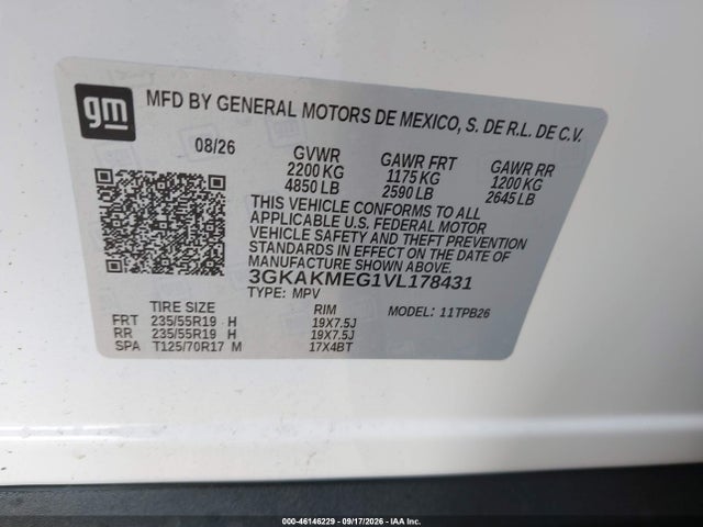 Продаж на аукціоні авто 2027 Gmc Terrain Elevation, vin: 3GKAKMEG1VL178431, номер лоту: 46146229
