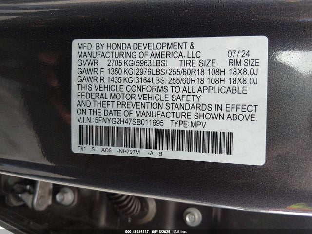 Продаж на аукціоні авто 2025 Honda Pilot Ex-l, vin: 5FNYG2H47SB011695, номер лоту: 46146337