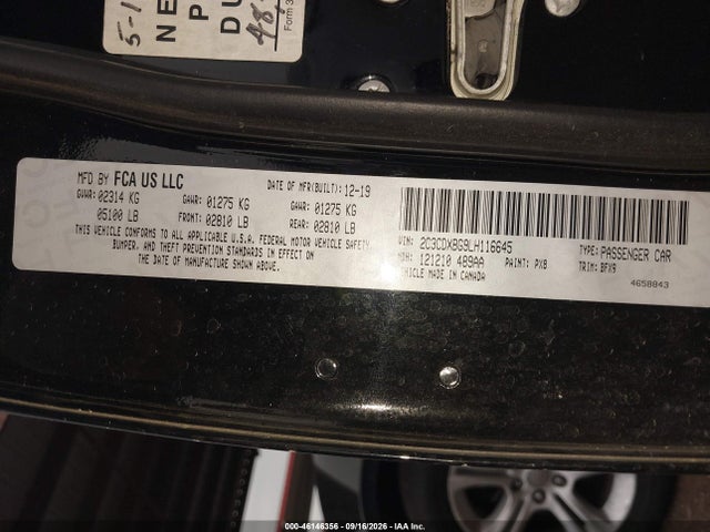 Продаж на аукціоні авто 2020 Dodge Charger Sxt Rwd, vin: 2C3CDXBG9LH116645, номер лоту: 46146356