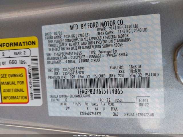 Ford Mustang Ecoboost Premium 2026 1FAGP8UH6T5114865 Image 9