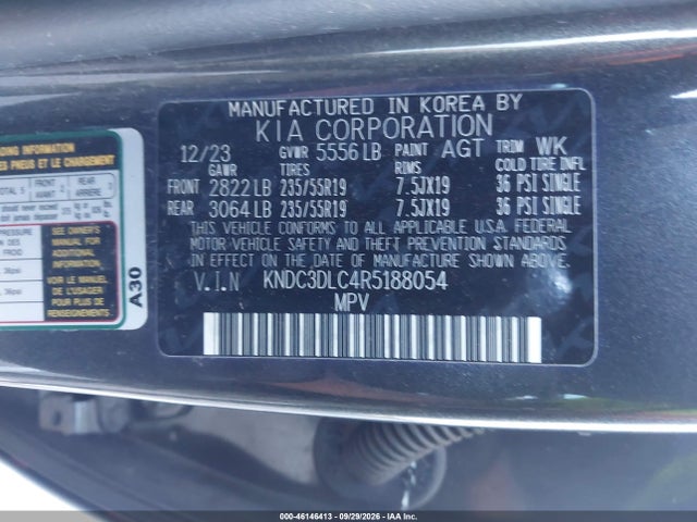 Продаж на аукціоні авто 2024 Kia Ev6 Wind, vin: KNDC3DLC4R5188054, номер лоту: 46146413