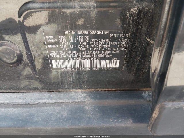Subaru Outback 2.5i Premium 2018 4S4BSAFC2J3368508 Image 9
