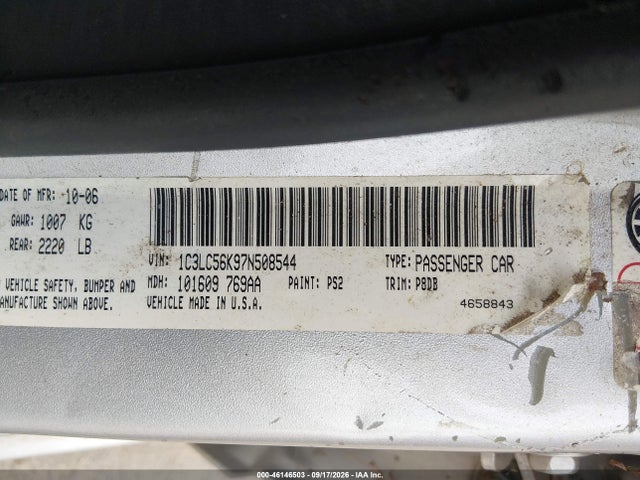 Продажа на аукционе авто 2007 Chrysler Sebring Touring, vin: 1C3LC56K97N508544, номер лота: 46146503