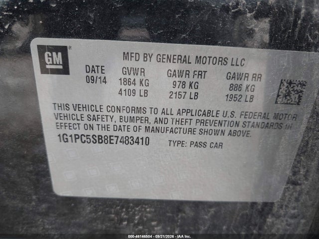 Продаж на аукціоні авто 2014 Chevrolet Cruze 1lt Auto, vin: 1G1PC5SB8E7483410, номер лоту: 46146504