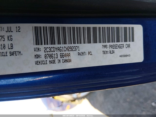 Продаж на аукціоні авто 2012 Dodge Challenger Sxt, vin: 2C3CDYAG1CH292371, номер лоту: 46146525