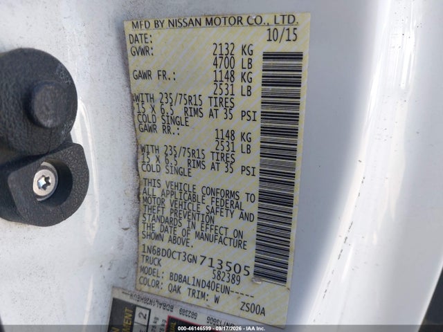 Nissan FRONTIER S 2016 1N6BD0CT3GN713505 Image 9