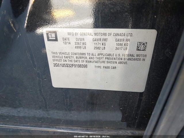 Aukcja sprzedaży 2015 Cadillac Xts W20 Livery Package, vin: 2G61U5S32F9198398, numer aukcji: 46146718