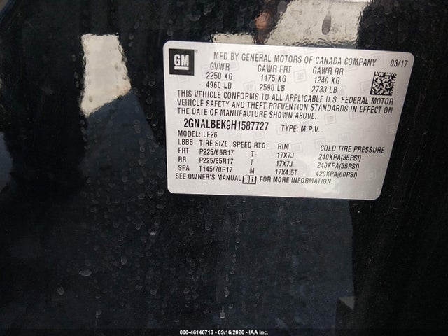 Chevrolet EQUINOX LS 2017 2GNALBEK9H1587727 Image 9