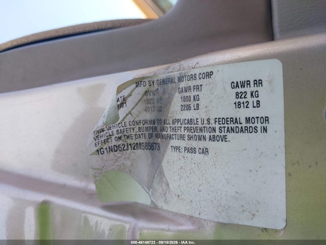 2002 Chevrolet Malibu მანქანა იყიდება აუქციონზე, vin: 1G1ND52J12M585673, აუქციონის ნომერი: 46146722