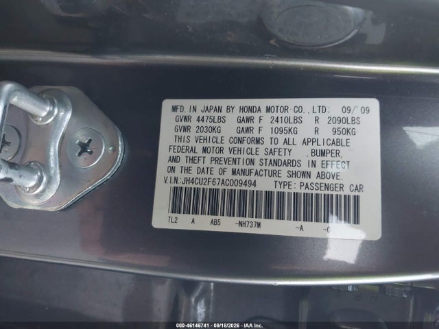 Aukcja sprzedaży 2010 Acura Tsx 2.4, vin: JH4CU2F67AC009494, numer aukcji: 46146741