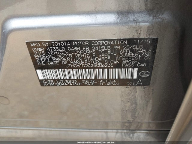 Aukcja sprzedaży 2016 Lexus Is 300, vin: JTHCM1D24G5006236, numer aukcji: 46146775