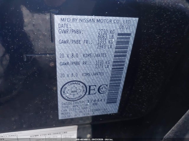 Aukcja sprzedaży 2023 Infiniti Qx60 Autograph Awd, vin: 5N1DL1HU9PC374441, numer aukcji: 46146811