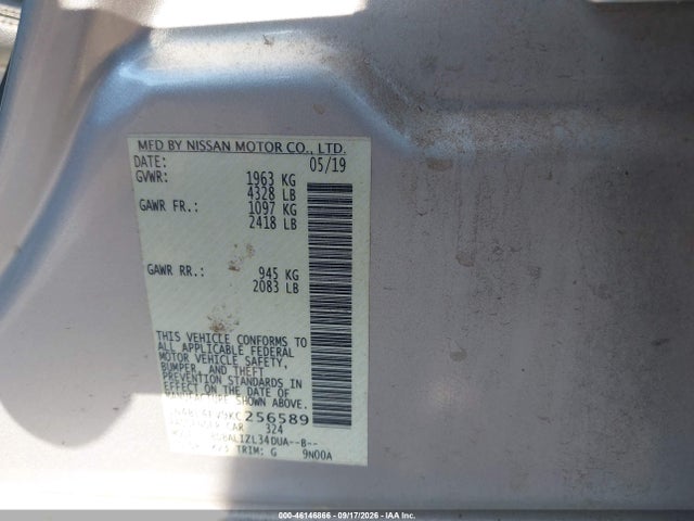 Aukcja sprzedaży 2019 Nissan Altima 2.5 Sl, vin: 1N4BL4EV9KC256589, numer aukcji: 46146866