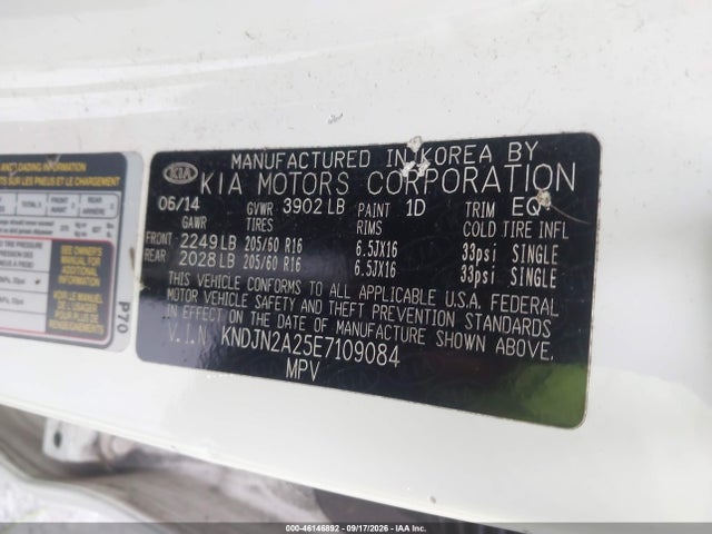 Auction sale of the 2014 Kia Soul, vin: KNDJN2A25E7109084, lot number: 46146892