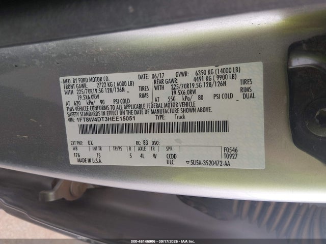 Продажа на аукционе авто 2017 Ford F-450 Xl, vin: 1FT8W4DT3HEE15051, номер лота: 46146906