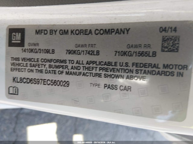 Chevrolet Spark 1lt Auto 2014 KL8CD6S97EC560029 Image 9