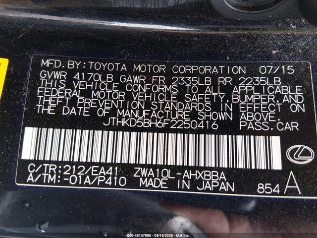 Lexus CT 200H 2015 JTHKD5BH6F2250416 Image 9