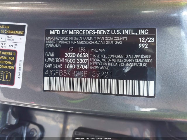 4JGFB5KB0RB139221 Mercedes-Benz Gle 450 4matic