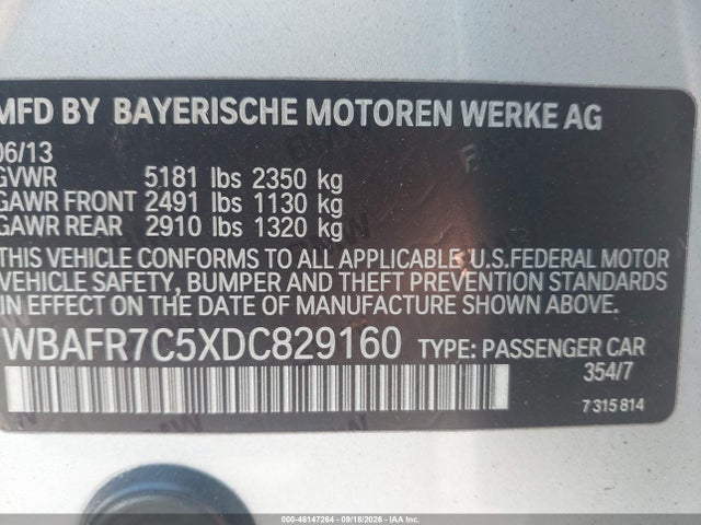 Aukcja sprzedaży 2013 Bmw 535i, vin: WBAFR7C5XDC829160, numer aukcji: 46147264