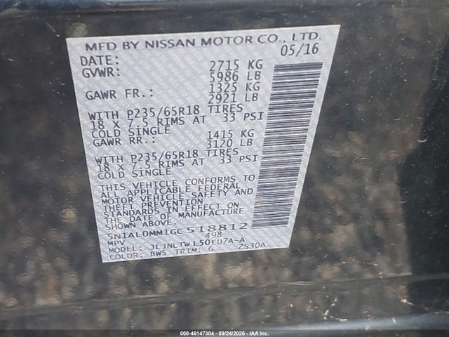 Продаж на аукціоні авто 2016 Infiniti Qx60, vin: 5N1AL0MM1GC518812, номер лоту: 46147304