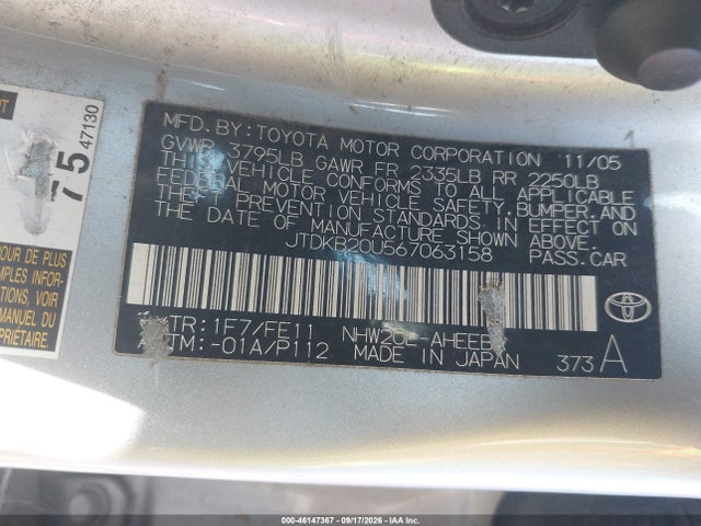 46147367 :رقم المزاد ، JTDKB20U567063158 vin ، 2006 Toyota Prius مزاد بيع