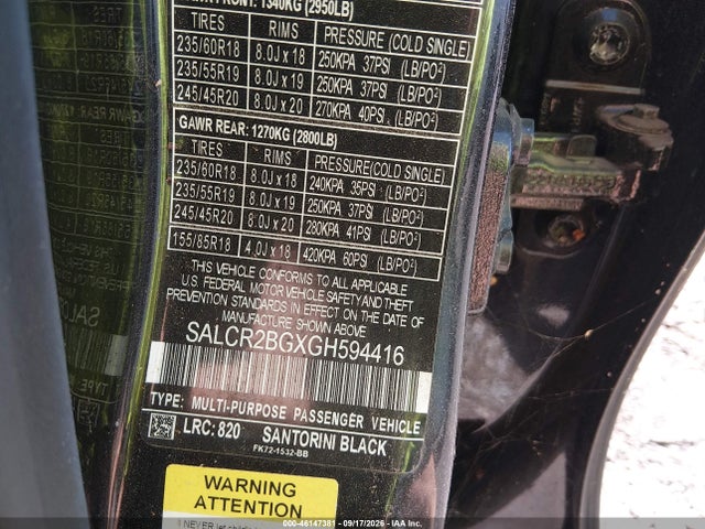 SALCR2BGXGH594416 Land Rover Discovery Sport Hse