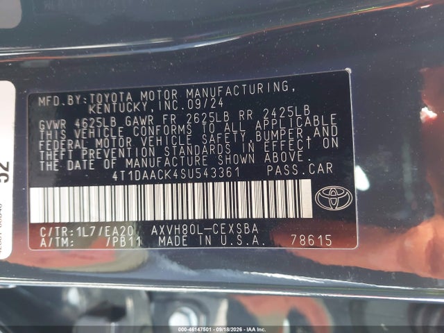 Toyota CAMRY SE 2025 4T1DAACK4SU543361 Image 9