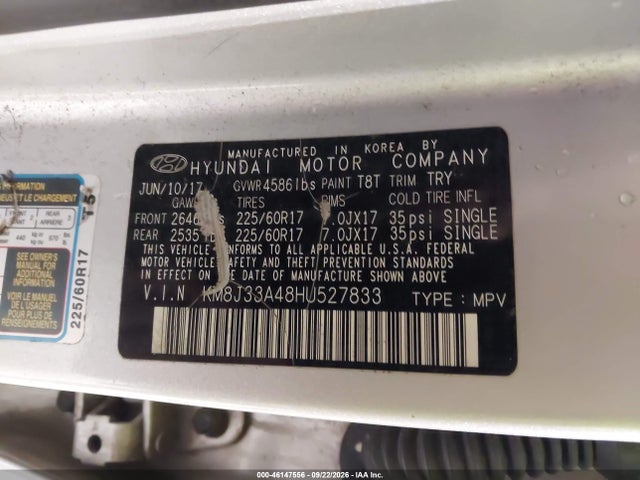 Продаж на аукціоні авто 2017 Hyundai Tucson Se Plus, vin: KM8J33A48HU527833, номер лоту: 46147556
