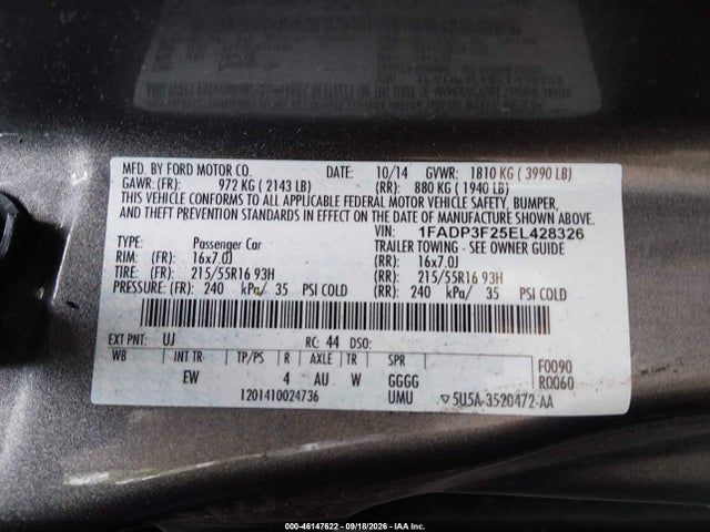 Aukcja sprzedaży 2014 Ford Focus Se, vin: 1FADP3F25EL428326, numer aukcji: 46147622