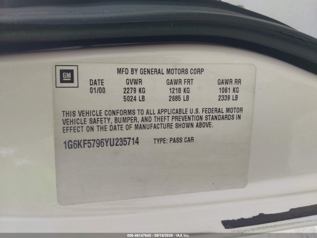 Продаж на аукціоні авто 2000 Cadillac Deville Dts, vin: 1G6KF5796YU235714, номер лоту: 46147645