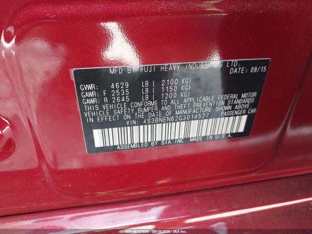2016 Subaru Legacy 3.6r Limited მანქანა იყიდება აუქციონზე, vin: 4S3BNEN62G3014527, აუქციონის ნომერი: 46147659