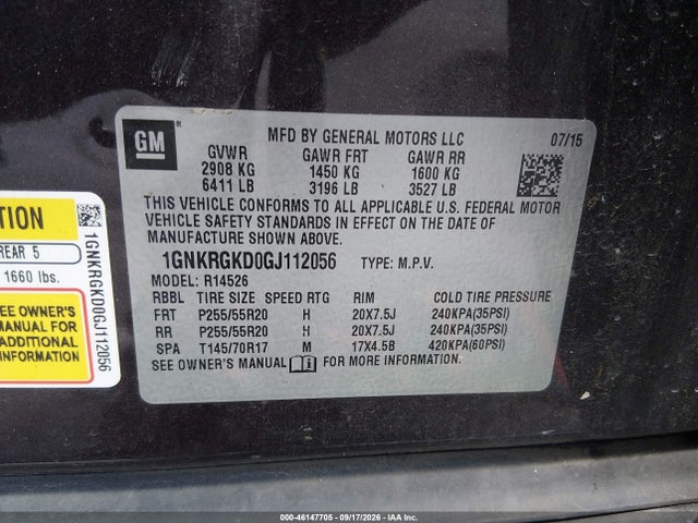 1GNKRGKD0GJ112056 Chevrolet Traverse 1lt