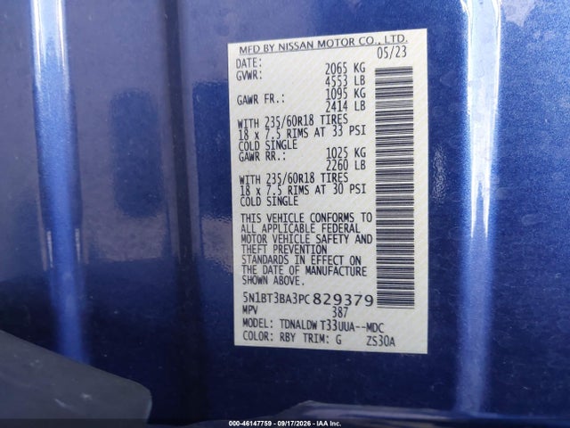 5N1BT3BA3PC829379 Nissan Rogue Sv Fwd