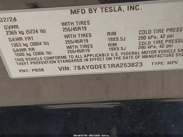 7SAYGDEE1RA253823 Tesla Model Y Long Range Dual Motor All-wheel Drive