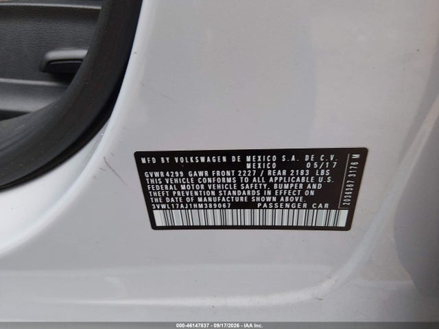 Продажа на аукционе авто 2017 Volkswagen Jetta 1.8t Sel/1.8t Sel Premium, vin: 3VWL17AJ1HM389067, номер лота: 46147837