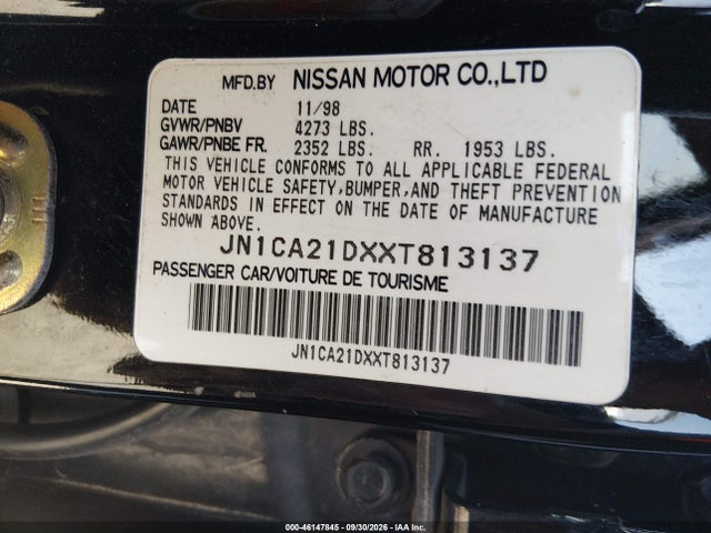 Продаж на аукціоні авто 1999 Nissan Maxima Gle/gxe/se/se-l, vin: JN1CA21DXXT813137, номер лоту: 46147845