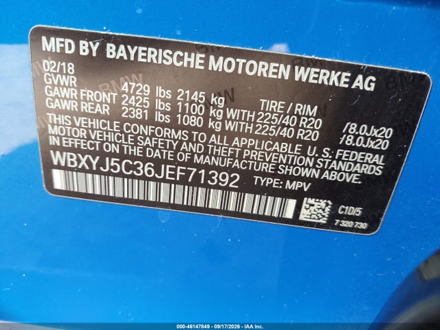 2018 Bmw X2 Xdrive28i მანქანა იყიდება აუქციონზე, vin: WBXYJ5C36JEF71392, აუქციონის ნომერი: 46147849