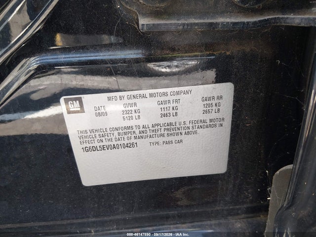 2010 Cadillac Cts Standard მანქანა იყიდება აუქციონზე, vin: 1G6DL5EV0A0104261, აუქციონის ნომერი: 46147890