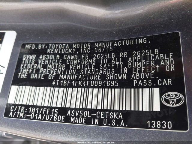Продажа на аукционе авто 2015 Toyota Camry Se, vin: 4T1BF1FK4FU091695, номер лота: 46147921
