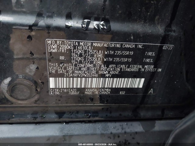 2023 Toyota Rav4 Xle Premium მანქანა იყიდება აუქციონზე, vin: 2T3A1RFV2PW352446, აუქციონის ნომერი: 46148008