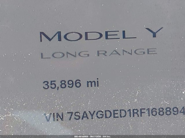 Продаж на аукціоні авто 2024 Tesla Model Y Long Range Single Motor Rear-wheel Drive/rwd, vin: 7SAYGDED1RF168894, номер лоту: 46148009
