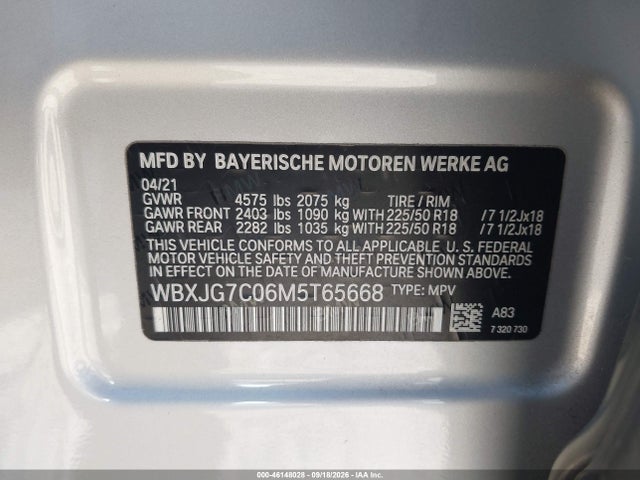 Продажа на аукционе авто 2021 Bmw X1 Sdrive28i, vin: WBXJG7C06M5T65668, номер лота: 46148028