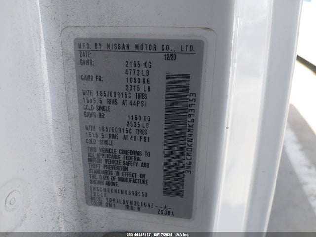 3N6CM0KN4MK693953 Nissan Nv200 Cargo S