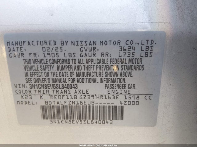 Nissan Versa 1.6 Sv 2025 3N1CN8EV5SL840043 Image 9