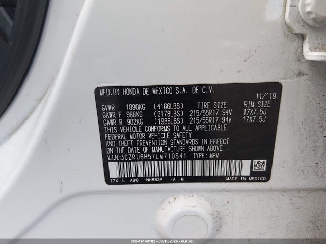 Продаж на аукціоні авто 2020 Honda Hr-v Awd Ex, vin: 3CZRU6H57LM710541, номер лоту: 46148182