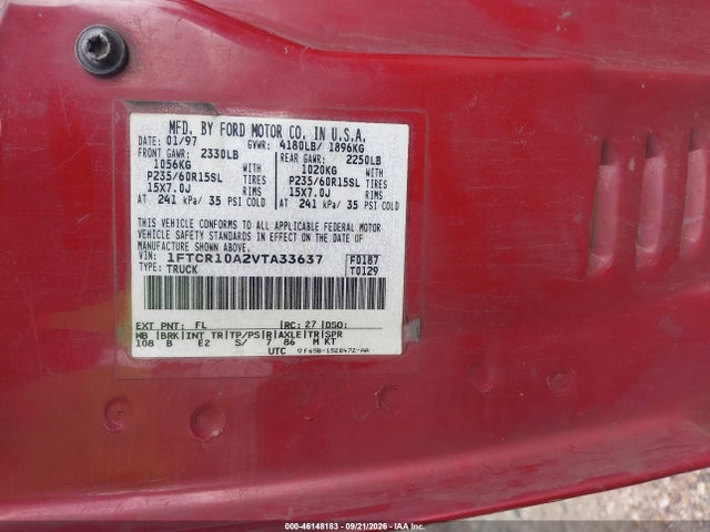 Продажа на аукционе авто 1997 Ford Ranger Splash/xl/xlt, vin: 1FTCR10A2VTA33637, номер лота: 46148183