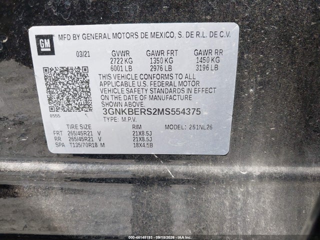 2021 Chevrolet Blazer Fwd Rs მანქანა იყიდება აუქციონზე, vin: 3GNKBERS2M2554375, აუქციონის ნომერი: 46148193