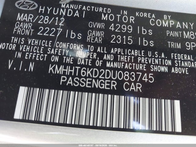 Продажа на аукционе авто 2013 Hyundai Genesis 2.0t, vin: KMHHT6KD2DU083745, номер лота: 46148197